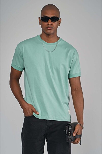 king brich Slim Fit Ribbed Sleeve Basic 100% Cotton T-Shirt