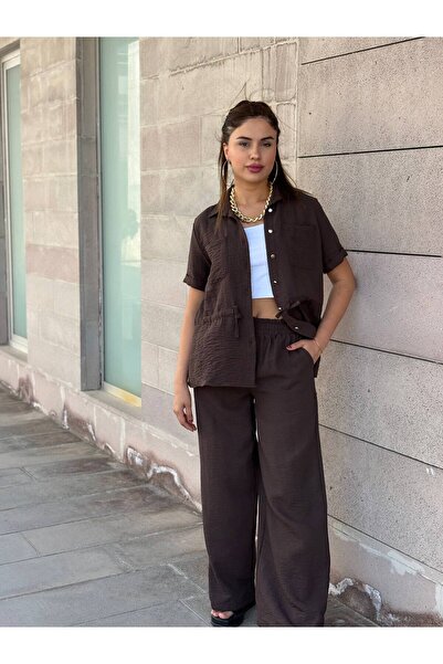 ROKH Women's Linen Shirt and Pants Two-Piece Set