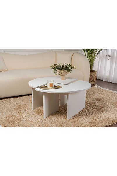 Rani Mobilya Rani Home Orta Sehpa Beyaz 90 Cm AB-5373