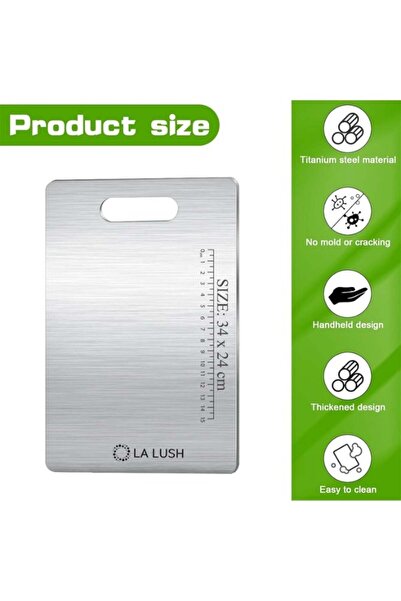 LA LUSH Cutting Board, 316Grade Stainless Steel Chopping Board with built-in scale for Vegetable, Fruit, Meat. Double Sided Medical-grade Hygiene Durable non moldy (34×24)