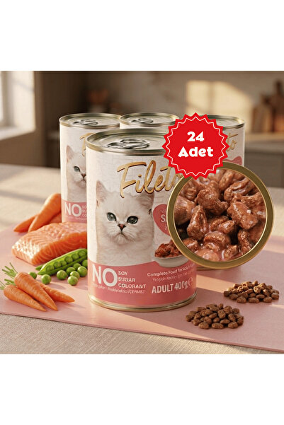 Bestpet Fileto Somon Parça Etli Ve Soslu Yetişkin Kedi Konservesi 400gr X 24 ...