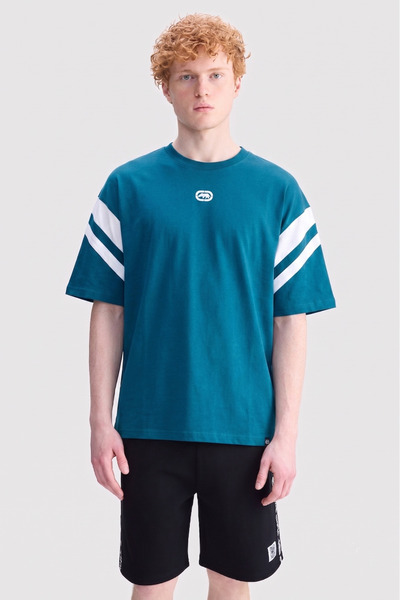 ecko unltd. Jace Oversize Crew Neck Printed 100% Cotton Men's Blue T-Shirt