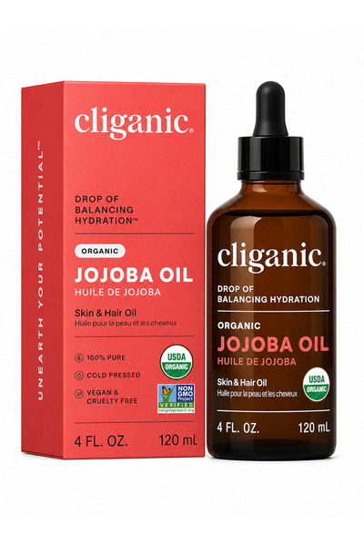 Cliganic Certified Organic Jojoba Oil 120ml | 100% Pure Cold-Pressed Carrier ...