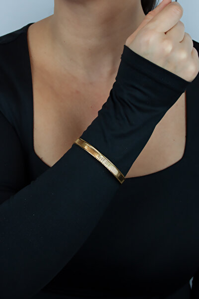 Liveyn Design Çizgi Dokulu Gold Klasik Bilezik