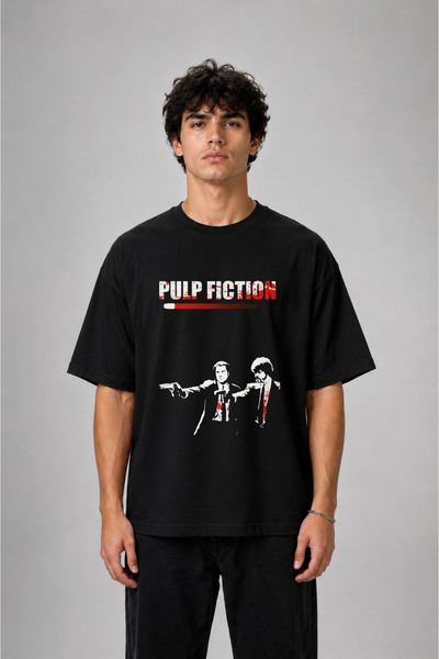 cesita Pulp Fiction Cheap Novel Printed Oversize Cotton Black T-Shirt T-Shirt