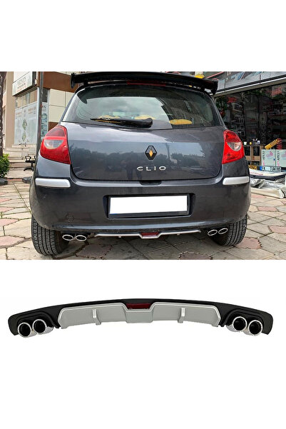 HasAkman Renault Clio MK3 Gri Difüzör 4 Krom Egzoz Görünümlü Difizör Arka Ek ...