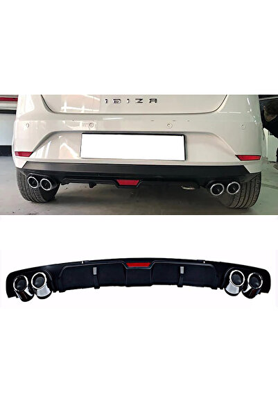 HasAkman Seat İbiza Mk4 Siyah Difüzör 4 Krom Egzoz Görünümlü Difizör Arka Ek ...