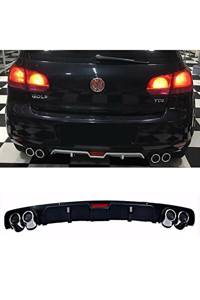 HasAkman Vw Golf Mk6 Siyah Difüzör 4 Krom Egzoz Görünümlü Difizör Arka Ek Bod...