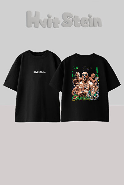 Hvit Stein Charles Oliveira_4 Design Back Printed Cotton Black Oversize T-Shirt