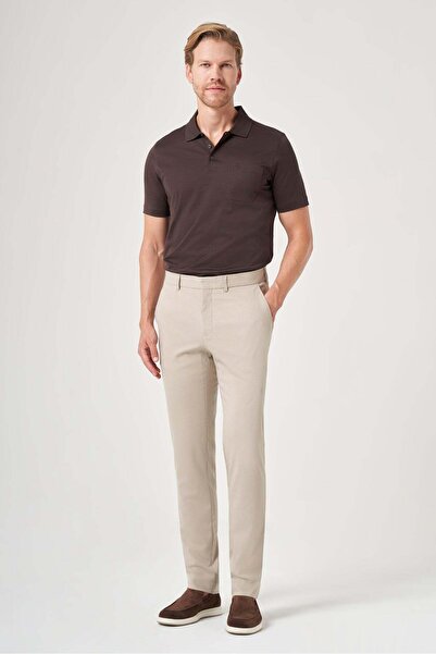 İmza Brown Side Pocket Slim Fit Stretchy Chino Trousers 1003260154