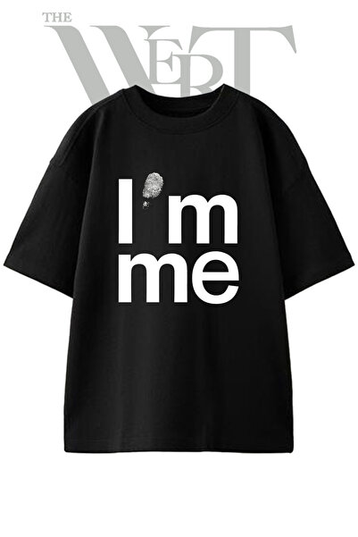 THEWERT Μπλουζάκι Unisex με στάμπα Fingerprint Im Me Design, μαύρο, oversized