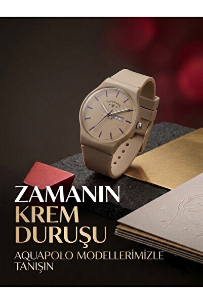 Pasaj Go Aqua Di Polo 1987 Unisex Krem Kadranlı Minimal Silikon Kol Saati
