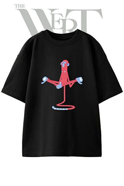 THEWERT Μπλουζάκι Unisex με στάμπα Meditation Monkey Design, μαύρο, oversized
