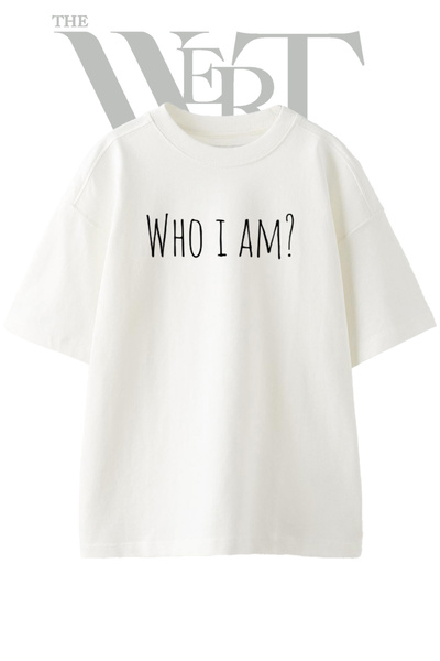THEWERT Who I Am Design Printed Unisex White Oversize T-Shirt
