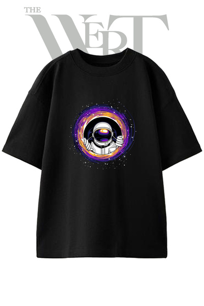 THEWERT Μπλουζάκι Astronaut Black Hole Design με στάμπα Unisex σε μαύρο χρώμα...
