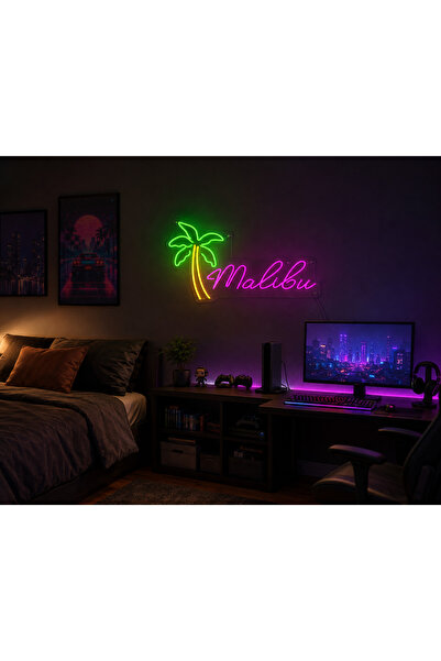 Prime Neon GTA Malibu Bar Neon Tabela Oyun Odası Yatak Odası Dekoru
