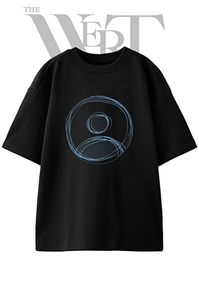 THEWERT Tricou oversize negru unisex cu design tip profil de utilizator, impr...