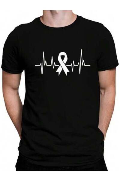 01THEONE 100% Cotton Heartbeat Lung Cancer Awareness Women's Men's Graphic Te...
