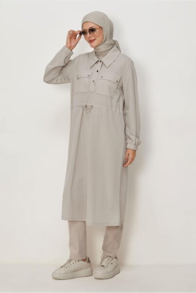 Alvina Shirt Collar Sweatshirt Tunic 46768