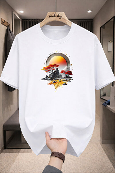 Pink Sky Premium Oversize T-Shirt 100% Cotton Unisex Comfortable Fit Trending...