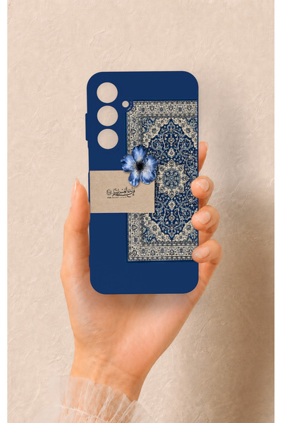 Vip Case Samsung A55 Uyumlu Mavi Etnik Halı Desenli Silikon Kılıf