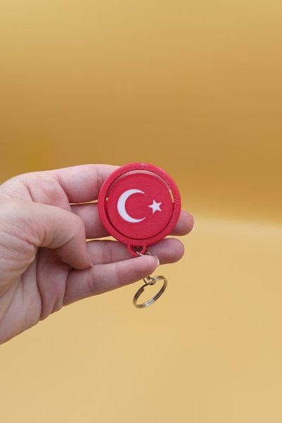Rodopiva Moving Moon Star Turkish Flag Keychain
