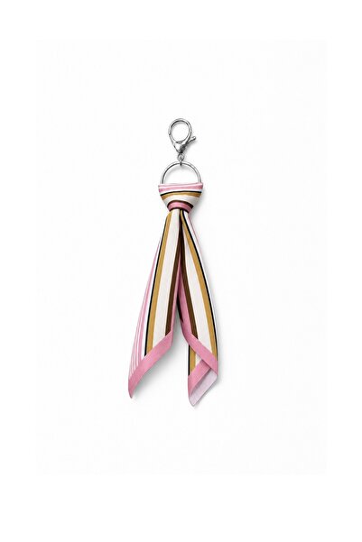 tarzınısec Tarzınıseç Pembe Çizgi Desenli Silver Anahtarlık Fular Charm