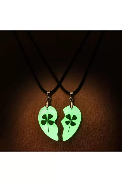 BŞK VİRGO Glow-In-The-Dark Phosphorescent Clover Heart Necklace Day Gift for ...
