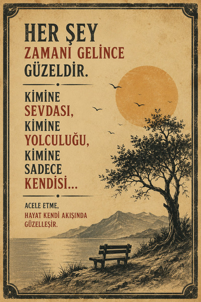 Lucena Retro Edebi Sözlü MDF Duvar Tablosu Vintage Dekoratif Motivasyon Duvar...