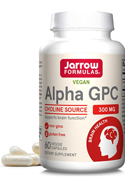Jarrow Formulas Herbal Alpha GPC, 300mg, Brain Health for Adults, 60 Veggie C...