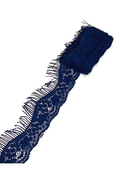 karantuhafiye دانتيل رفيع مزخرف بالرموش / العرض: 4 سم / الطول: 2 متر / أزرق داكن