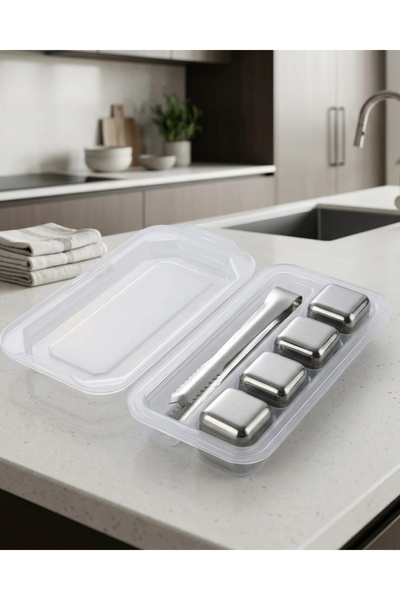 ARMÜZ Reusable Steel Ice Stone Set Beverage Cooler Cubes with Box