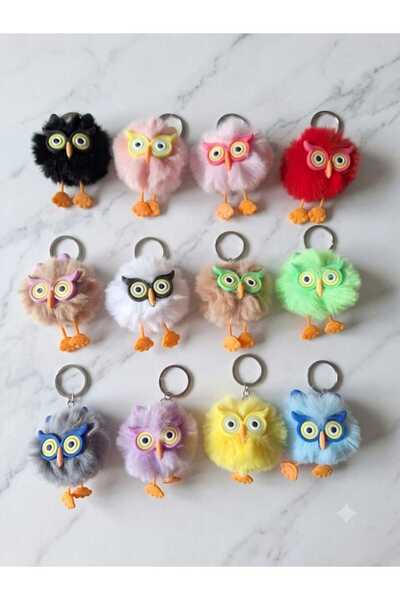 muzipstore Renkli Kawaii Baykuş Anahtarlık Charm (Adet Fiyatı)