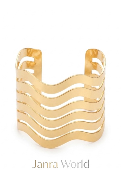 JANRA WORLD Kol Ve Pazu Bracelet - Wavy Design Multi Wire Clamp Women's Brace...