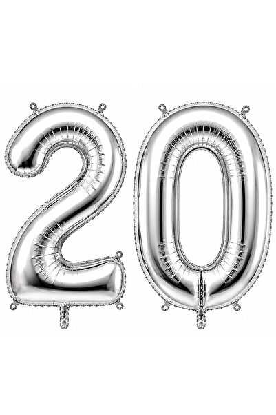 BenimMarifetlerim بالون فويل فضي رقم 20 مقاس 16 بوصة 40 سم