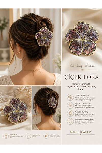 BURCU JEWELRY مشبك كبير على شكل زهرة