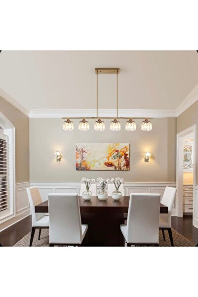 demet habek mylights 6’LI ALTILI E27 MASAÜSTÜ SARKIT AVİZE MAT ALTIN GOLD KAP...