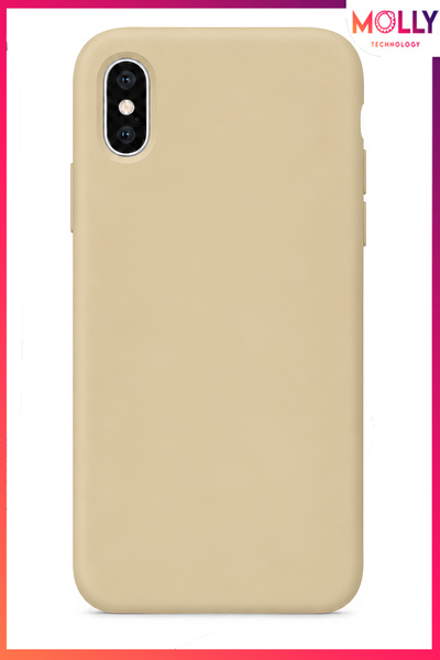 Molly غطاء سيليكون مخملي غير لامع باللون البيج لهاتف آيفون XS MAX