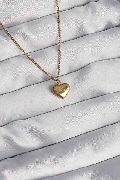 Mega Bazaar 316L Steel Gold Color Heart Model Love Necklace