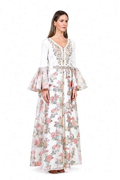 ELEGANZA LA MODE Off White Moroccan Kaftan – ELM M 666