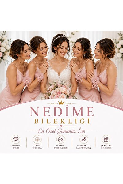 Bkmc إكسسوار سوار العروسة بزهرة من الريش واللؤلؤ الواحد لحفلات الزفاف والخطوب...