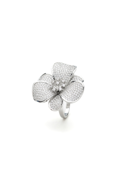 ElectraStore Inel Reglabil Argintiu Crystal Flower