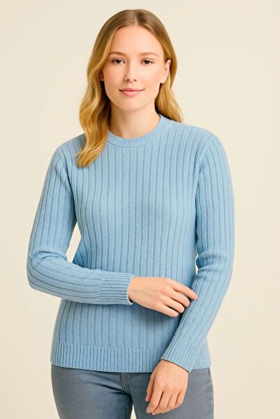 Mariposa Secret Women's Crew Neck Knitwear Sweater Cotton Thick Ribbed Woven ...