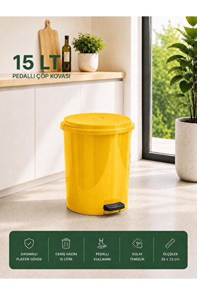 LOREMPBOX 15 Lt Pedallı Plastik Çöp Kovası Dayanıklı, Hijyenik Ev & Ofis Çöp ...