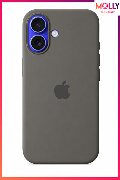 Molly iPhone 17 İçin Alfa Gri Lansman İçi Kadife Mat Silikon Kılıf