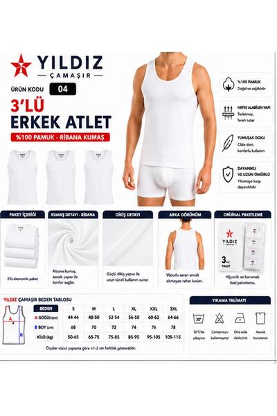 Yıldız Çamaşır Men's Ribbed Tank Top (04-18-21) - 3 Pieces