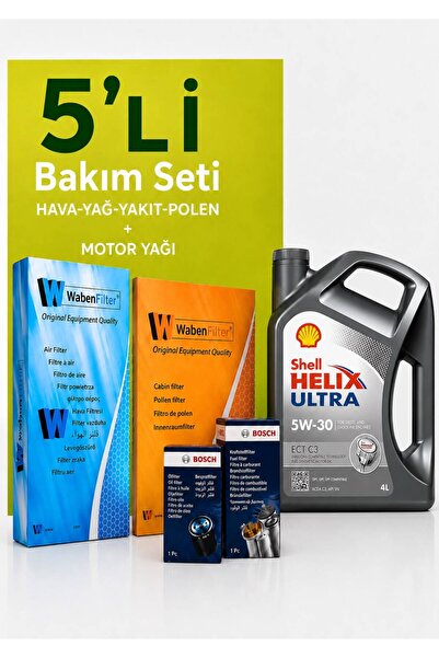 Bosch -Waben Kia Cerato 1.6 Dizel Filtre Bakım Seti-Shell Helix Ultra ECT 5w3...
