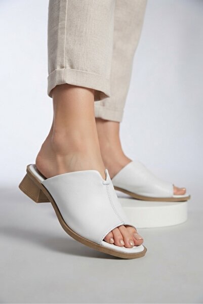 Rüya Shoes Heeled Poly Sole Comfortable Genuine Leather Women's Slippers - 3....