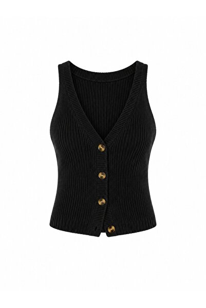 Laluvia Siyah Chic Yelek - 1354