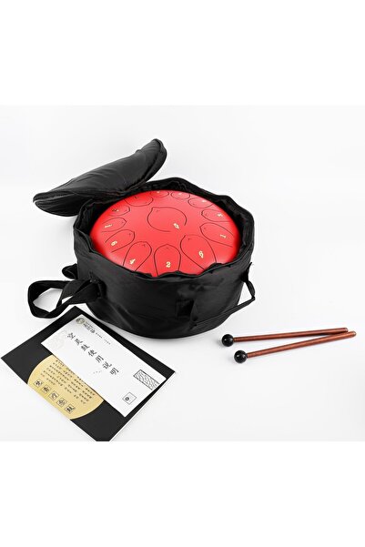 Marla STEEL TONGUE 13 NOTALI HANDPAN MOTİVASYON DAVULU RİTİM DAVULU KIRMIZI